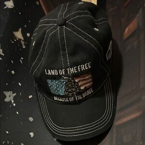 Land of the Free Embroidered Baseball Cap - Black